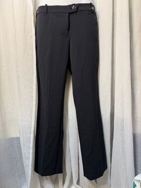 Calvin Klein Women's Black Dress Pants Modern Fit Belt Loop Logo Plaque.